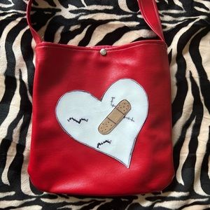 Handmade Broken Heart 💔 with Bandaid Red Purse - Emo/Kawaii/Y2K